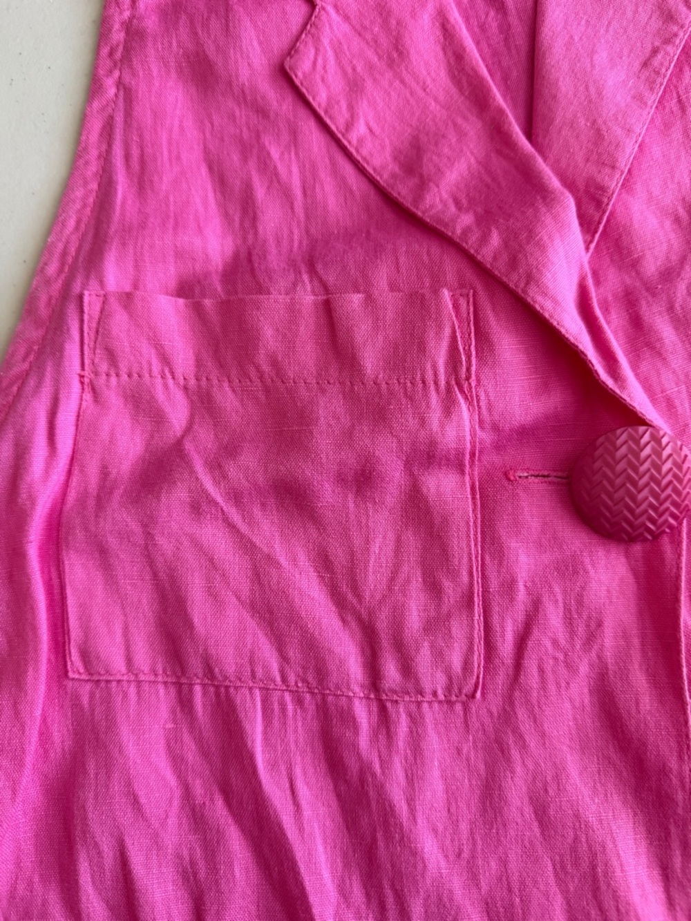 🩷🎀GENE EWING Neiman Marcus Magenta Linen Blouse Shirt - Picture 3 of 5